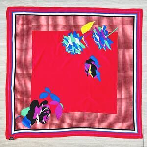 Vintage 80s Magid Silk Scarf by Casca Pop Art Floral Polka Dot Bold Retro NWT